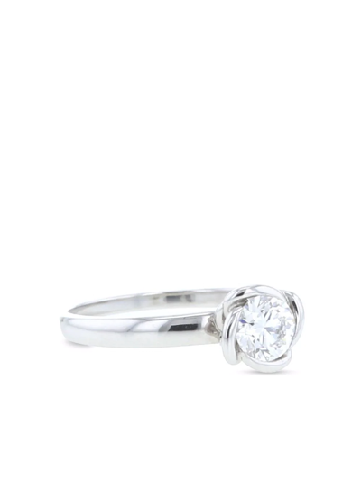Pre-owned Fred  18kt White Gold Fleur Céleste Solitaire Diamond Ring In Silver