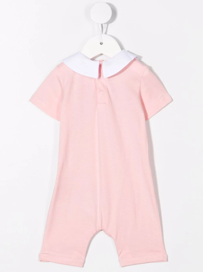 Moschino Logo-print Shortsleeved Babygrow In Pink