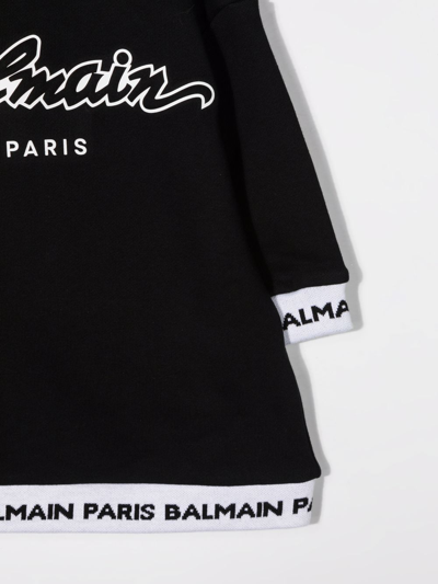 Shop Balmain Logo-tape Hoodie Dress In Black