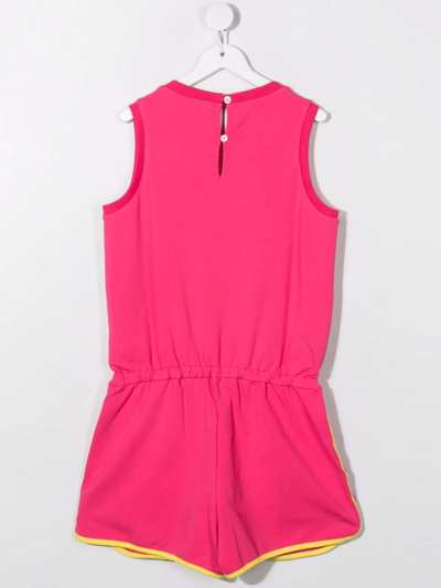 Shop Moschino Teen Logo-print Sleeveless Playsuit In Pink