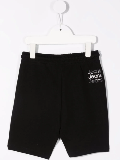 Calvin Klein Logo-print Cotton Track Shorts In Black
