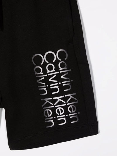 Shop Calvin Klein Logo-print Cotton Track Shorts In Black
