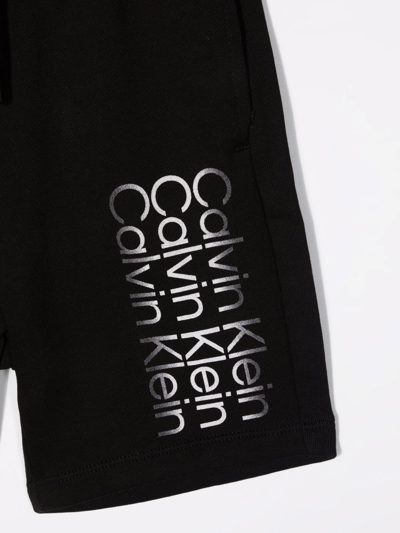 Calvin Klein Logo-print Cotton Track Shorts In Black
