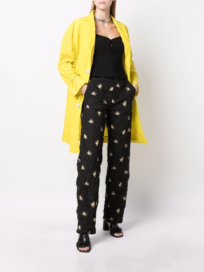 Dsquared2 Black Floral-print Creased Trousers In Black