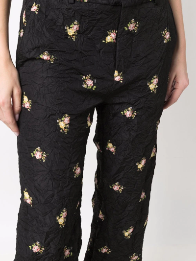 Dsquared2 Black Floral-print Creased Trousers In Black