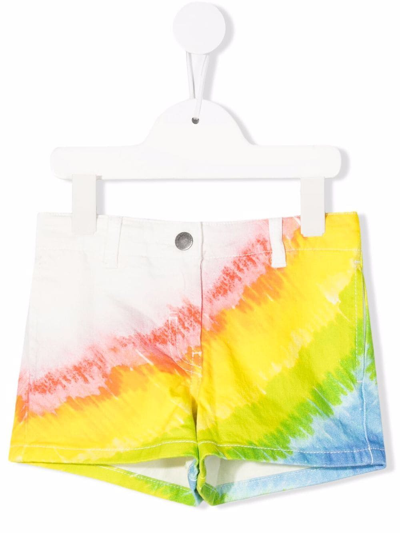 Shop Stella Mccartney Rainbow-print Denim Shorts In White