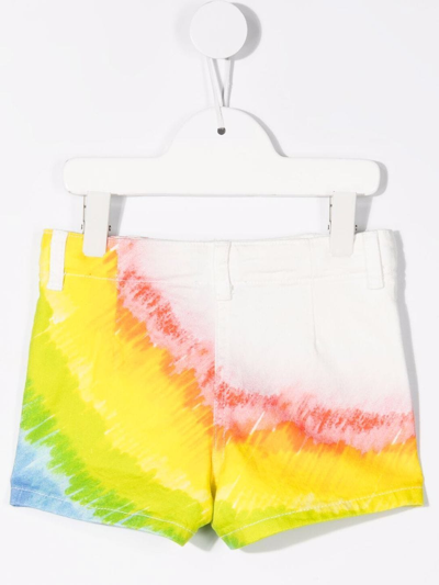 Shop Stella Mccartney Rainbow-print Denim Shorts In White