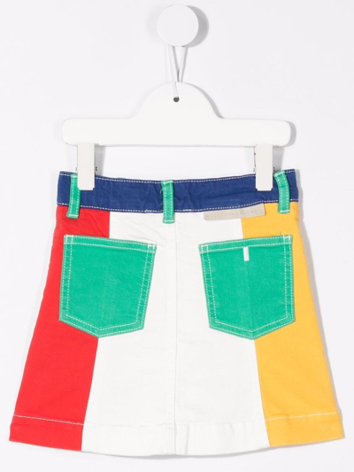 Shop Stella Mccartney Colour-block Denim Skirt In White
