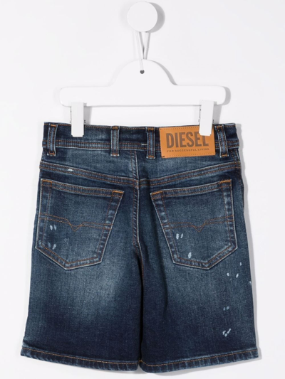 Shop Diesel Distressed-finish Jean Shorts In Blue