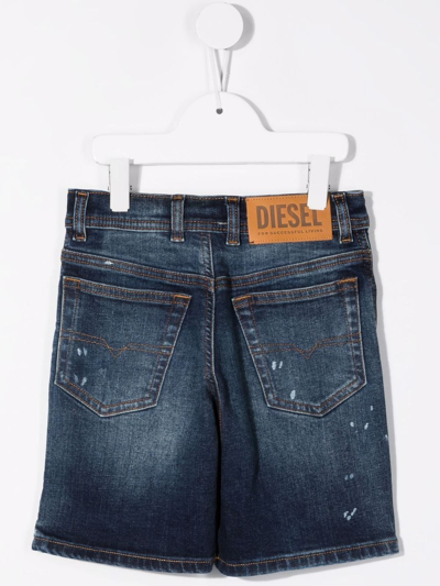 Diesel Distressed-finish Jean Shorts In Blue