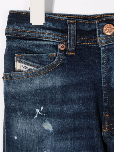 Shop Diesel Distressed-finish Jean Shorts In Blue