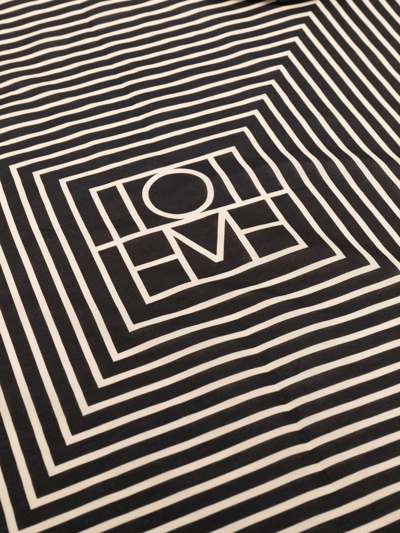 Shop Totême Logo Striped Scarf In Black