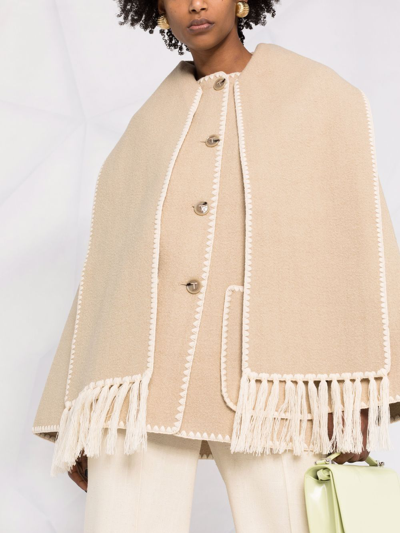 Shop Totême Embroidered Scarf Button-front Jacket In Neutrals