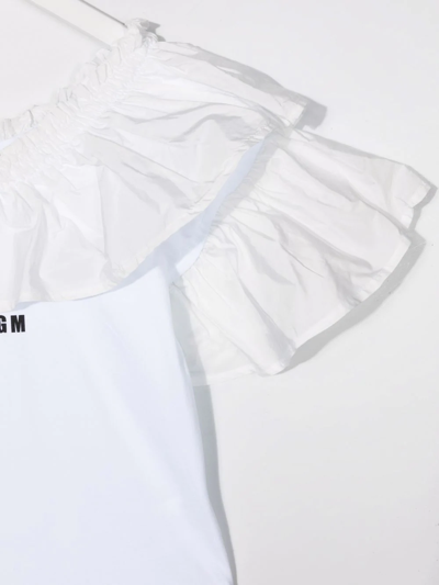 Shop Msgm Teen Ruffle Bodysuit In White