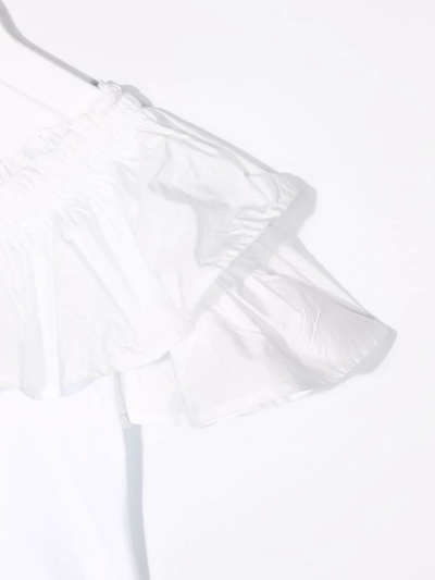 Shop Msgm Ruffle Short-sleeve Bodysuit In White