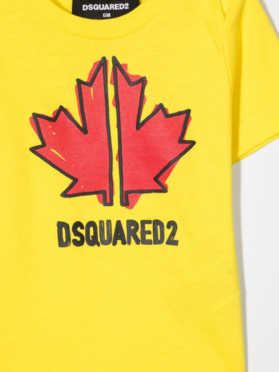 Shop Dsquared2 Logo-print Cotton T-shirt In Yellow
