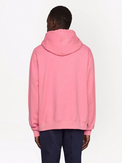 Shop Gucci Bee-print Cotton Hoodie In Pink