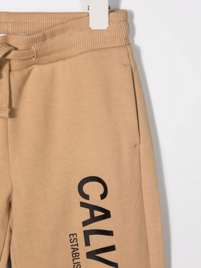 Shop Calvin Klein Logo Tracksuit Bottoms In Neutrals