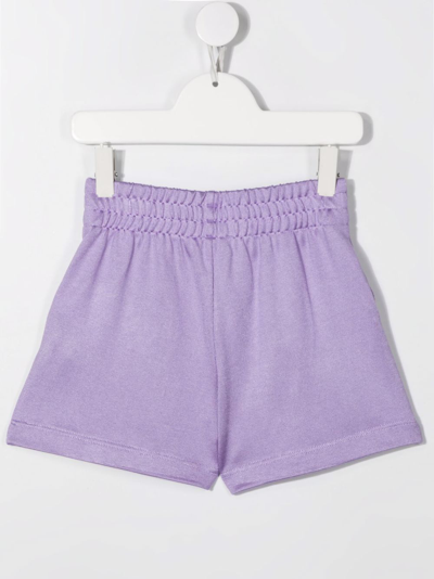 Moschino Logo-print Elasticated Shorts In Purple