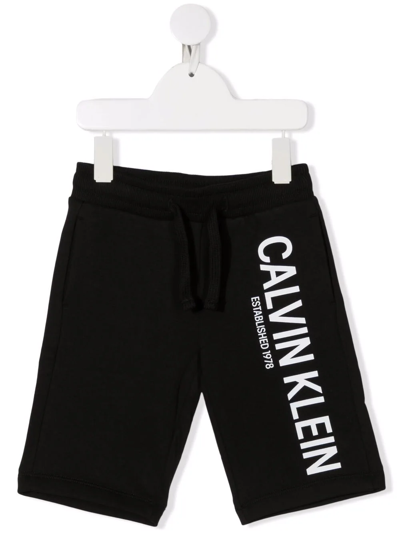 Calvin Klein Logo Drawstring Shorts In Black