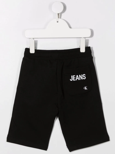 Shop Calvin Klein Logo Drawstring Shorts In Black