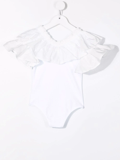 Shop Msgm Ruffled-detail Bodysuit In White