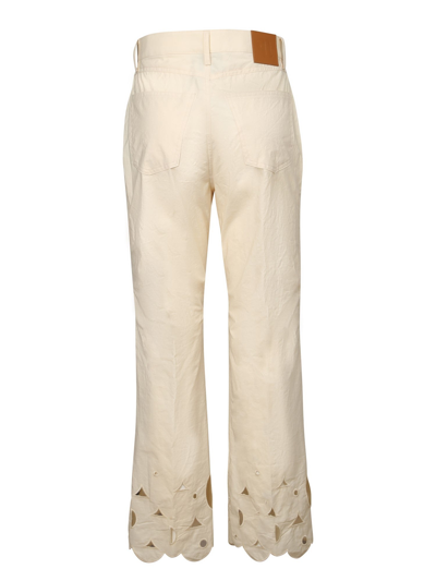 Shop Nanushka Perforated Straight Trousers In Beige