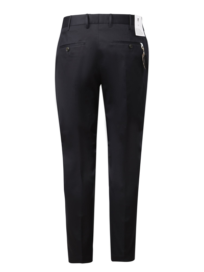 Shop Pt01 Pt Torino Tailored Stretch-cotton Trousers In Blue