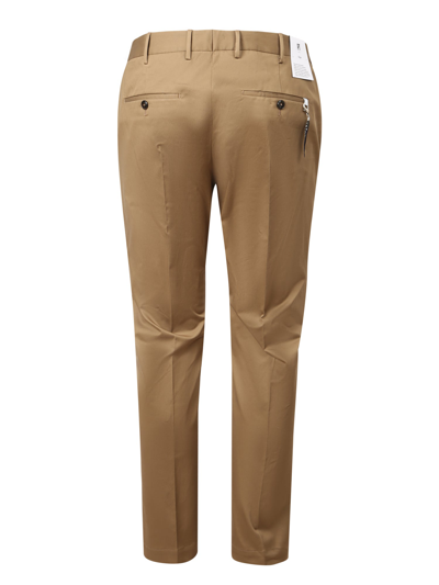 Shop Pt01 Pt Torino Tailored Stretch-cotton Trousers In Brown