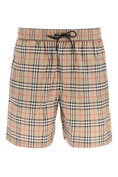 Shop Burberry Vintage Checked Swim Shorts In Multi