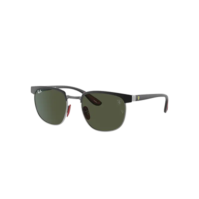 Shop Ray Ban Sunglasses Unisex Rb3698m Scuderia Ferrari Collection - Black Frame Green Lenses 53-20