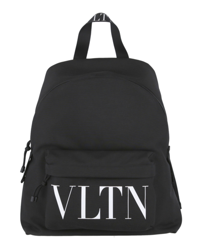 Shop Valentino Printed Logo Backpack In Black