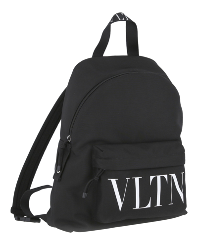 Shop Valentino Printed Logo Backpack In Black