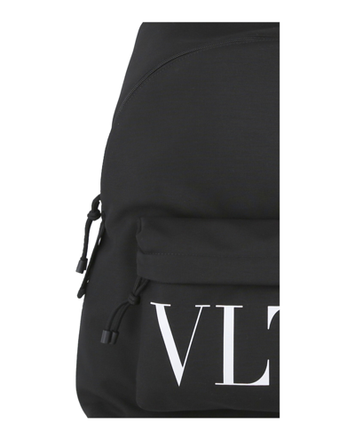 Shop Valentino Printed Logo Backpack In Black