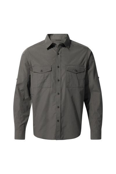 Shop Craghoppers Mens Expert Kiwi Long-sleeved Shirt In Grey