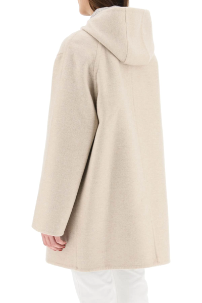 Shop Givenchy Duffle Coat In Wool, Cashmere And Silk In Beige,grey