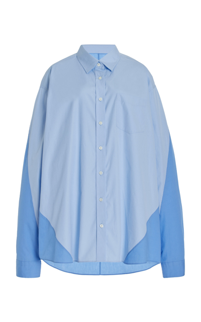 Shop Peter Do Women's Combo Twisted Oversized Cotton Shirt In Blue