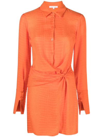 Shop Patrizia Pepe Twisted-detail Shirt Dress In Orange