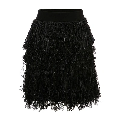 Shop Jw Anderson Multi Layer Fringe Skirt In Black