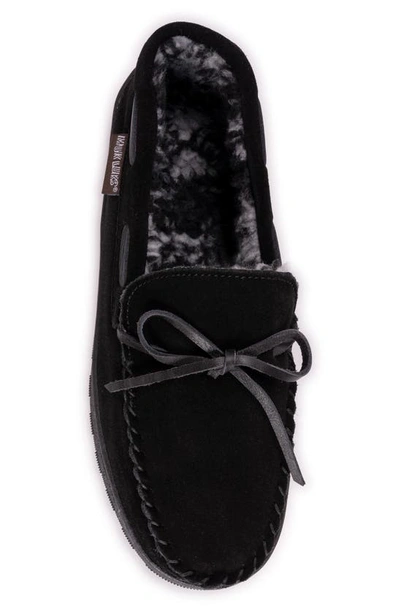 Muk Luks Paul Printed Berber Suede Faux Fur Lined Slipper In Black