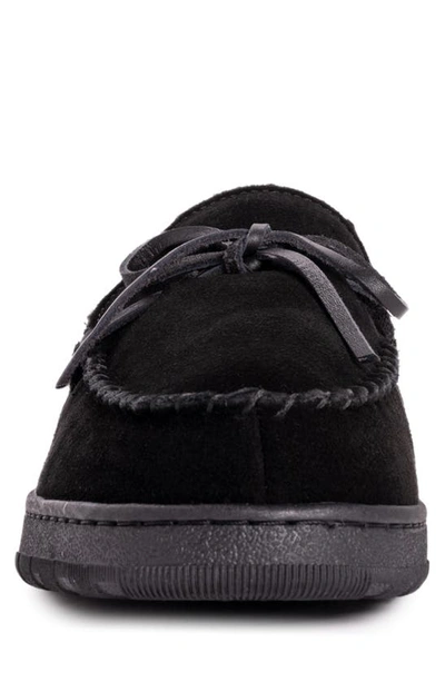 Muk Luks Paul Printed Berber Suede Faux Fur Lined Slipper In Black