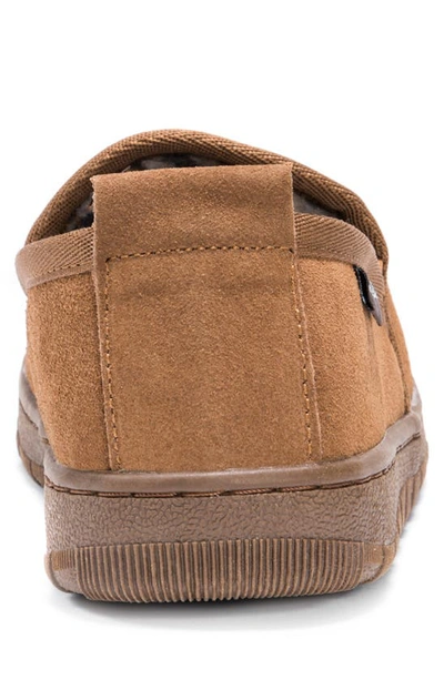 Muk Luks Eric Printed Faux Fur Lined Loafer Slipper In Tan