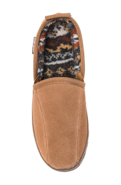 Muk Luks Eric Printed Faux Fur Lined Loafer Slipper In Tan