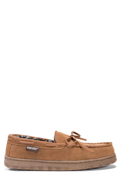 Muk Luks Paul Printed Berber Suede Faux Fur Lined Slipper In Tan