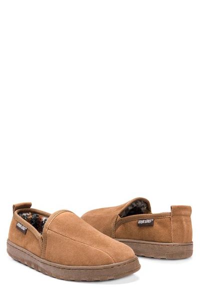 Muk Luks Eric Printed Faux Fur Lined Loafer Slipper In Tan