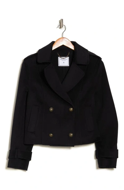Belle & Bloom Better Off Military Wool Blend Crop Peacoat In Navy