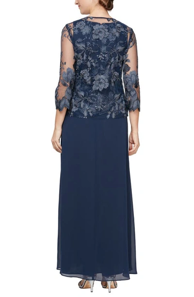 Shop Alex Evenings Mock Two-piece Cocktail Dress With Jacket In Navy