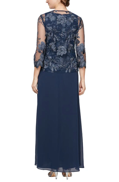 Alex Evenings Mock Two-piece Cocktail Dress With Jacket In Navy