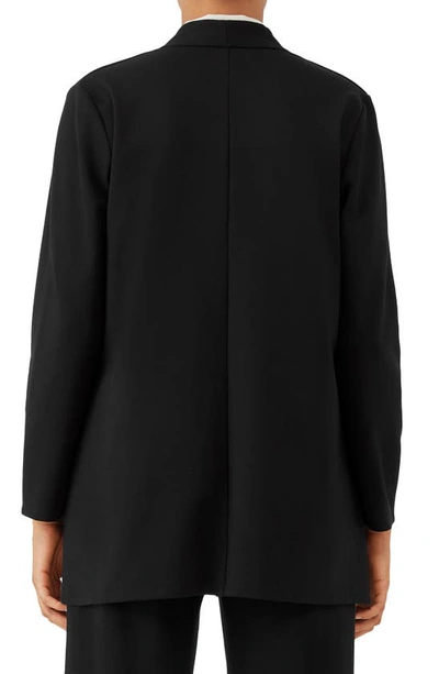 Eileen Fisher High Collar Long Jacket In Black