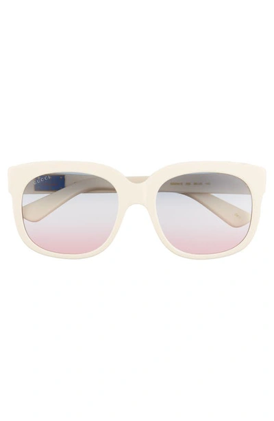 Shop Gucci 56mm Gradient Cat Eye Sunglasses In Ivory/ Blue/ Azur/ Pink